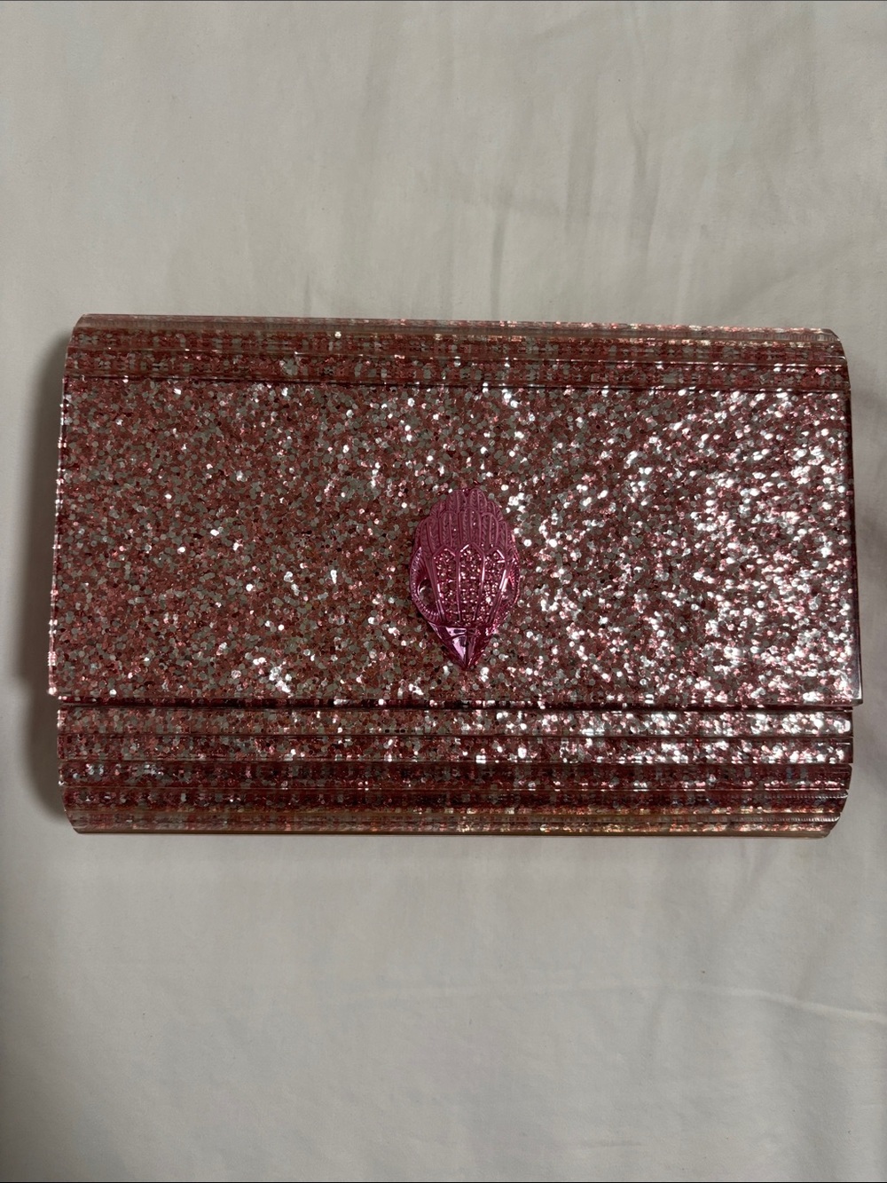 Kurt Geiger Pink Glitter Envelope Clutch